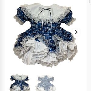 Snowflake Blue and White Lace Dress